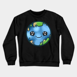 Kawaii Smiling Earth Comic Earth Day Crewneck Sweatshirt